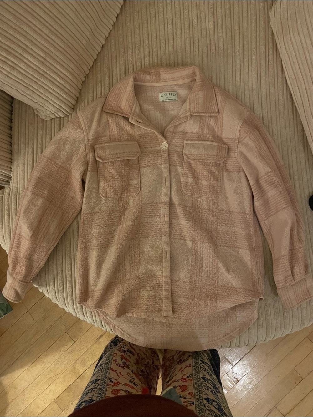 Z Supply Pink Plaid Utility Shirt Jacket